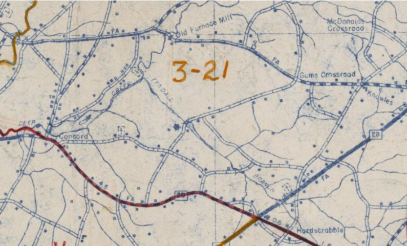 close-up of sample enumeration district map showing E.D. numbers