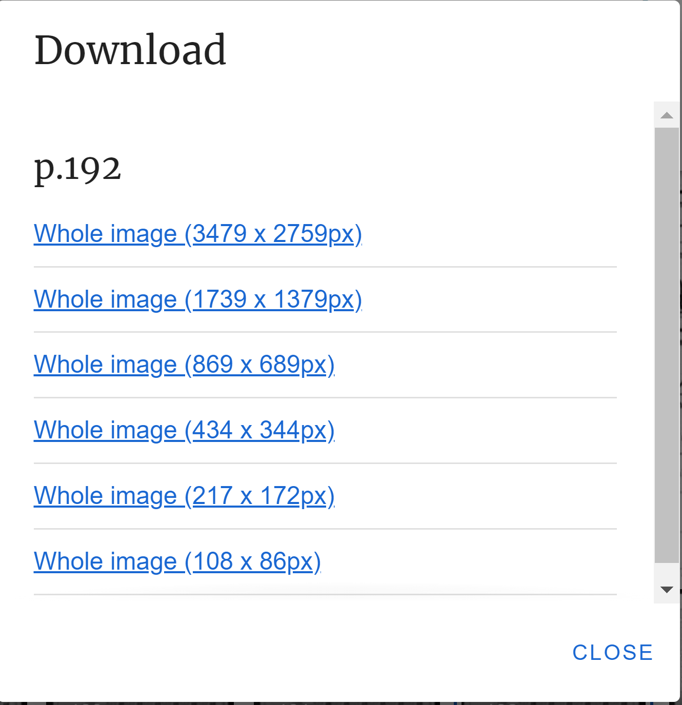 screenshot of different image sizes for download 